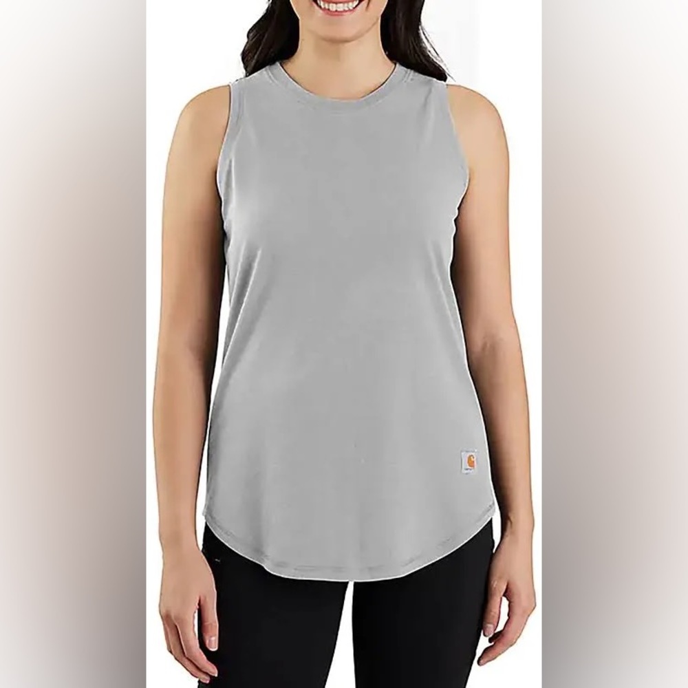NWT Carhartt Women's Force Relaxed Fit Crewneck Tank Top, Heather Grey,  XS